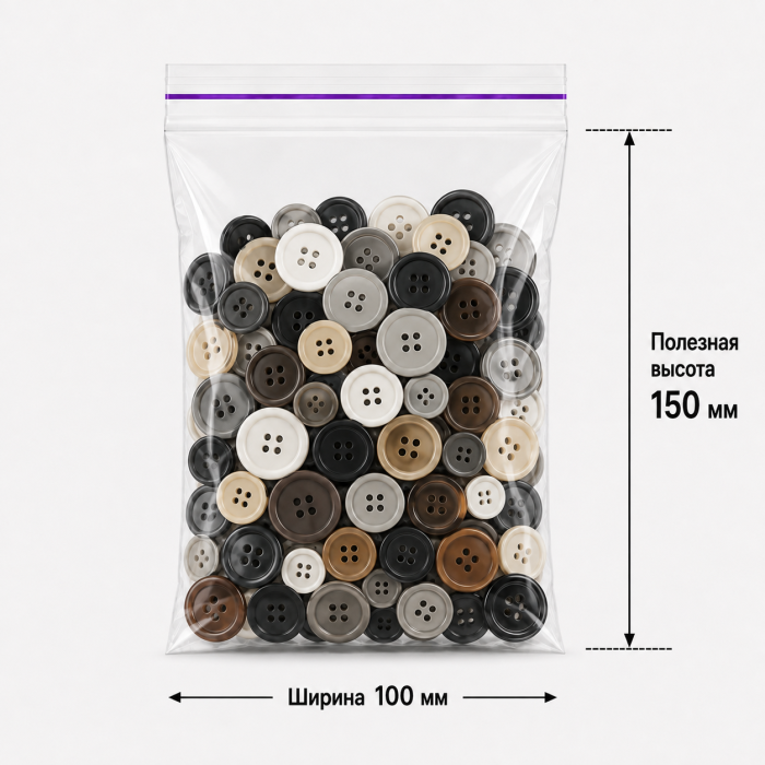 Пакет струна с замком Zip-lock 100*150мм / 40мкм