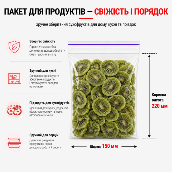 Пакет зі струною та застібкою Zip-lock 150×220 мм / 50 мкм