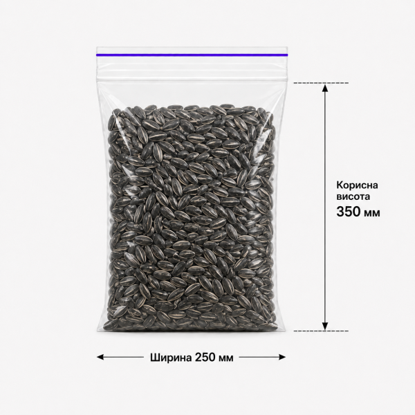 Пакет зі струною та застібкою Zip-lock 250×350 мм / 50 мкм